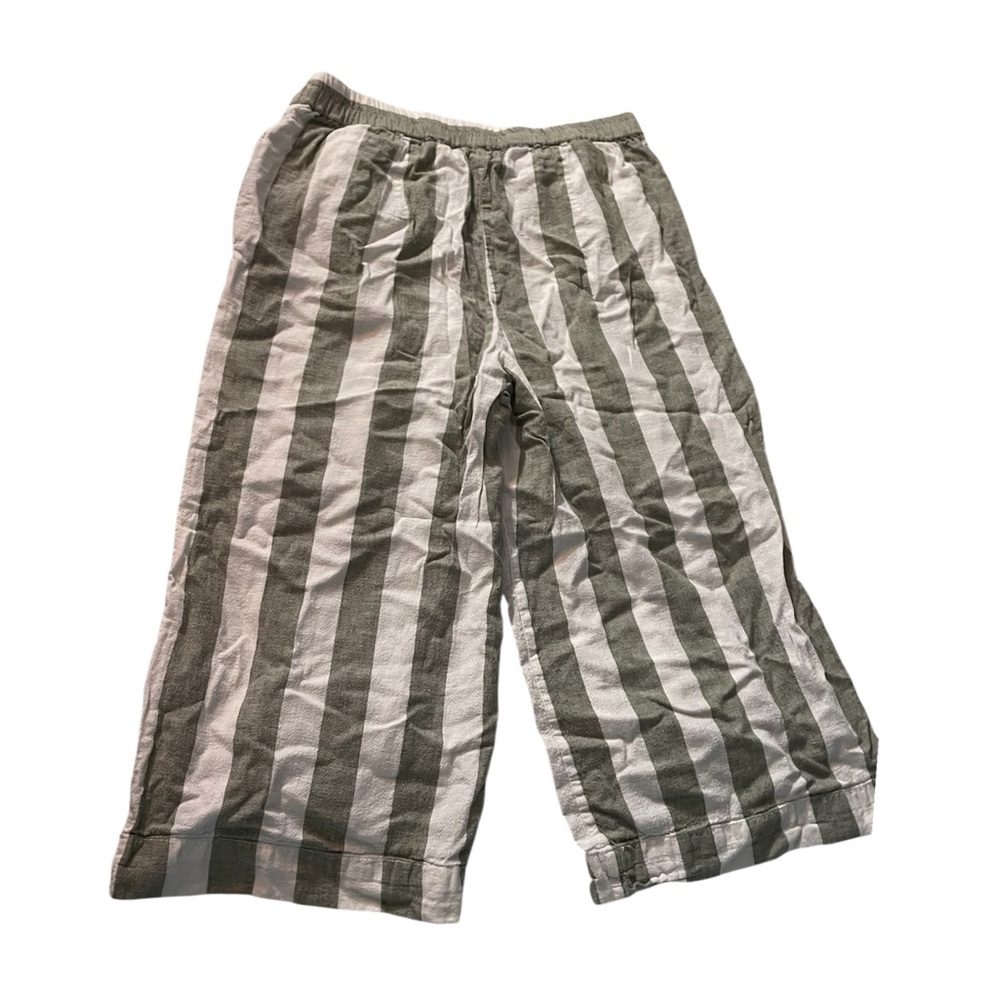 Green and White Striped Beach Pants